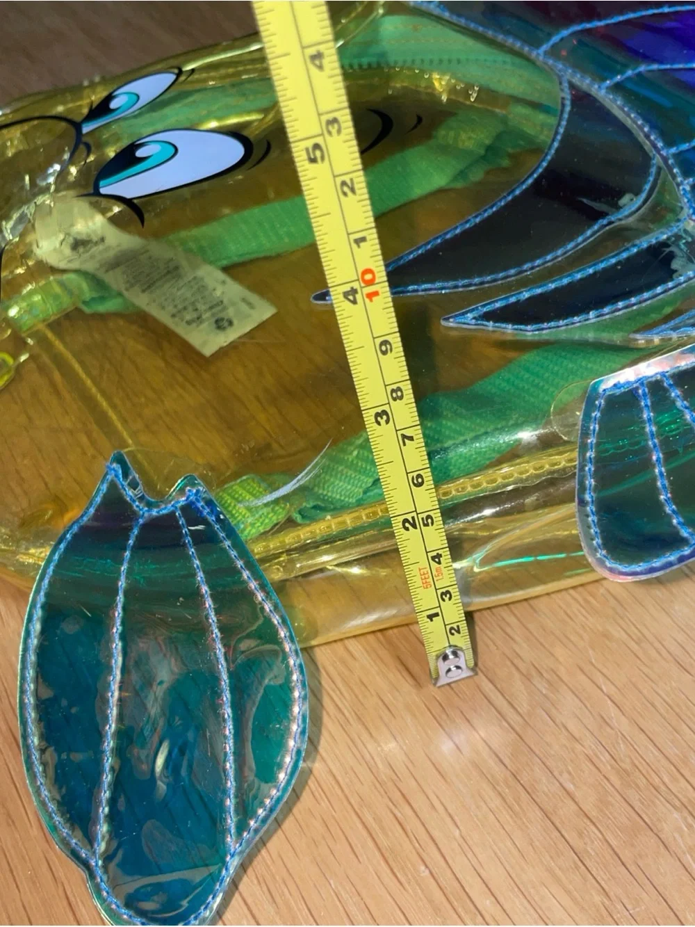 Disney Flounder The Little Mermaid Clear Yellow Backpack Iridescent Fins - OS